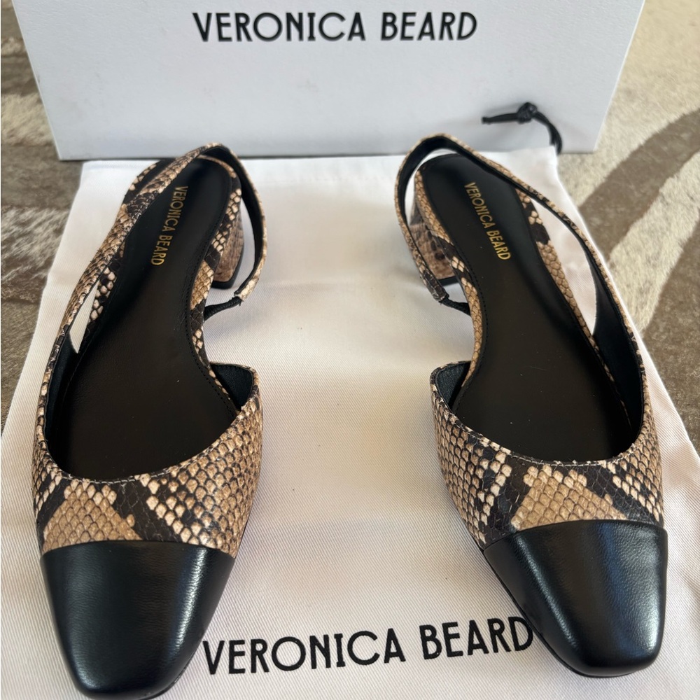 Veronica Beard Snakeskin and Black Slingback